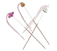 BAZEITFLOW 3Pcs Halloween Cat Teaser with Bells Interactive Teasing Hangings for Cats Pet Playsticks Pumpkin Ghost Bat Design