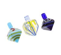 BAZEITFLOW 3pcs Handblown Glass Jewish Dreidels Traditional Hanukkah Collectible Ornaments Holiday Decor Elegant Judaica Keepsake for Family Celebrations