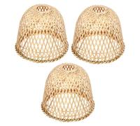 BAZEITFLOW 3pcs Handmade Bamboo Pendant Lamp Shades Retro Cage Lampshades for Bulbs Soft Lighting for Hallways and Cozy Corners Artisan Craftsmanship with Natural Vintage Style