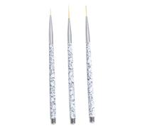 BAZEITFLOW 3Pcs Nail Art Brush Set Manicure Tools with 11/15/20Mm Fine Liner Pens for Detailed Nail Drawing and Marble Design for Home and Salon Use