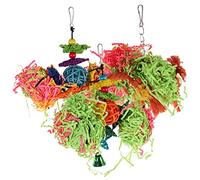 BAZEITFLOW 3pcs Natural Bird Chew Set Parrot Swing for Parakeets Budgies Cockatiels Durable Safe Hanging Cage Accessories for Fun Exercise Random Color