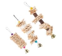 BAZEITFLOW 3pcs Natural Straw Woven Parrot Chew for Parakeets Hanging Bird Cage Supplies Safe Chewing Plaything Enhancing Beak Strength and Active Play