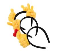 BAZEITFLOW 3pcs Novelty Hand Gesture Headbands Creative Thumb Up Victory Heart Hairbands for Halloween Christmas Party Photo Props Hair Accessories