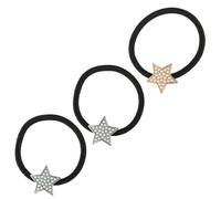 BAZEITFLOW 3PCS Pearl Star Hair Scrunchies Alloy Hair Rings with Rhinestone Beaded Design for Women for Daily Party Use