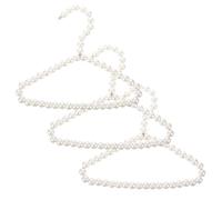 BAZEITFLOW 3pcs Pearl White Pet Grooming Hangers for Dogs Cats Durable Non Slip Plastic Bead Covered Metal Clothes Hangers for Puppy Chihuahua Garments