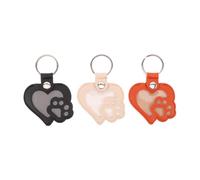 BAZEITFLOW 3Pcs Pet Hair Memorial Keychain Set, Leather Paw Heart Design, Refillable Dog Keepsake Keyrings for Pet Owners, Black Orange Cream Colors, Memorial Gift for Women Men