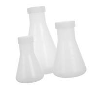 BAZEITFLOW 3pcs Plastic Wide Mouth Erlenmeyer Flasks with Scale for Boys and Girls Science Education, 50ml 100ml 250ml Narrow Neck Lab Bottles for School Laboratory Learning