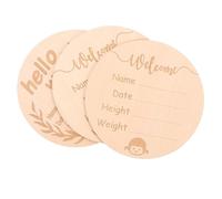BAZEITFLOW 3pcs Public Sign Wooden Cards for Nursery Name Signs for Baby Growth Cards