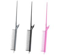 BAZEITFLOW 3pcs Rat Tail Combs Fine-tooth Hair Styling Combs for Sectioning and Teasing Professional Hair Picks for Salon and Home Use Anti-slip Handle Multi-color Design