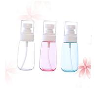 BAZEITFLOW 3pcs Refillable Plastic Spray Bottle Transparent Pink and Blue Small U Shape Sunscreen Container for Makeup and Skin Care Travel Use Fine Mist Design for