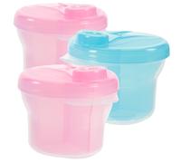 BAZEITFLOW 3Pcs Rotating Milk Powder Storage Box Portable Food Grade PP Container with Compartments Design for Formula Snacks Travel Pink Blue
