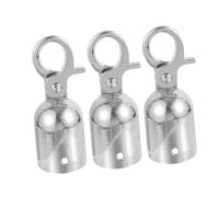 BAZEITFLOW 3pcs Silver Rope End Stoppers with Hooks for Crowd Control Barriers Durable Jute Velvet Cord End Caps for Queue Posts Easy Installation Handrails for Secure Barrier Setup