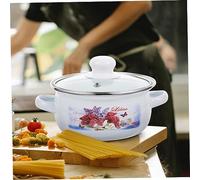 BAZEITFLOW 3pcs Small Enamel Cooking Pot with Two Handles Mini Stockpot Trio for Noodles and Sauces Flat Bottom Fast Heat Conduction Safe Non Toxic Material for Home Kitchen Use