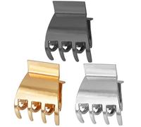 BAZEITFLOW 3pcs Small Metal Hair Claw Clips for Thick and Fine Hair with Smooth Surface for Women Daily Styling Gold Silver Gun Black