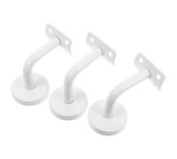 BAZEITFLOW 3pcs Stainless Steel Stair Rail Brackets Handrail Wall-Mounted Supports White Coated Solid Bannister Bracket 60x60mm L-Shaped for Indoor Staircase