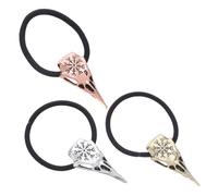 BAZEITFLOW 3pcs Viking Skeleton Hair Accessories Set Silver Copper Crow Skull Ponytail Holders Halloween Hair Ties for Women Girls Festival Costume