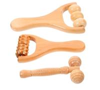 BAZEITFLOW 3pcs Wooden Massage Roller for Shoulder Neck Waist and Foot Relief Handheld Body Wood Roller Massager with Moderate Intensity Portable Tool for Home Travel Office Use
