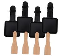 BAZEITFLOW 4 Sets Mini Cheese Melting Pans for Raclette Electric Grill Pan Multipurpose Baking Tray with Wooden Spatulas for Meat Seafood and Barbecue Cooking