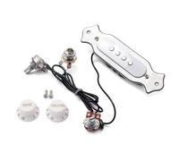 BAZEITFLOW 4 String Electric Cigar Box Guitar Magnetic Soundhole Pickup with Volume Tone Control Knob White Gmb337