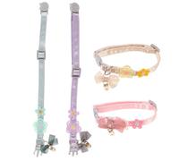 BAZEITFLOW 4pcs Adjustable Lace Embroidered Cat Collars Breakaway Neckwear Lightweight for Boy Cats Kitten Puppy Parties Walks Seasonal Events in Violet Mint Pink Yellow