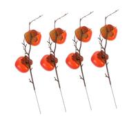BAZEITFLOW 4pcs Artificial Persimmon Stems Fruit Decoration Flexible Fall Picks for Vase Home Office Party Seasonal Display