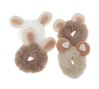 BAZEITFLOW 4Pcs Bunny Ear Hair Rings Unique Decorative Hair Scrunchy Ties for Soft Plush Ponytail Holders Comfortable Accessories for Outdoor and Daily Use