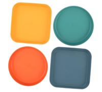 BAZEITFLOW 4pcs Cat Plates for Wet Food and Small Dogs, Lightweight Plastic Pet Bowls Shallow Flat Design, Suitable for Indoor Cats and Puppies Feeding