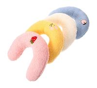 BAZEITFLOW 4Pcs Cat Stuffed Neck Pillows U Shaped Pet Sleeping Cushions Lightweight Portable Soft Pillows for Deep Sleep in White Pink Blue Yellow