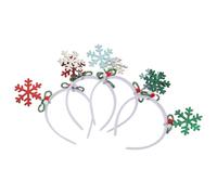 BAZEITFLOW 4pcs Christmas Snowflake Headbands Glitter Snowflake Hair Accessories for Girls Women Xmas Party Winter Wonderland Decorations