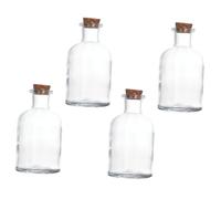 BAZEITFLOW 4pcs Clear Glass Reagent Bottles with Cork Stopper Small Mouth Sealed Storage Vials for DIY Art Decor Specimen Display Practical Containers