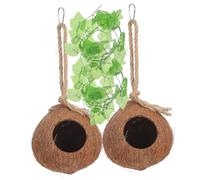 BAZEITFLOW 4pcs Coconut Shell Nest Vine Comfortable Pet Nest Natural House for Lizard Pet in Bearded Dragon Tank
