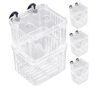 BAZEITFLOW 4PCS Double Layer Fish Fry Box with Suction Cups, Aquarium Breeding Incubator and Nursery Tank for Betta, Guppy, Clownfish Hatchery and Fish Tank Isolation