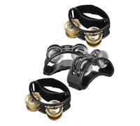 BAZEITFLOW 4pcs Double-row Metal Foot Tambourine Jingle Bell Shaker Instrument Foot Shaker Percussion for Adults Travel Musicians