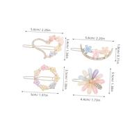 BAZEITFLOW 4pcs Elegant Hair Barrettes with Rhinestone Flower Pins Shiny Pearl Charms Hair Clips for Women Decorative Accessories for Daily School Party Styles