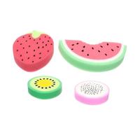 BAZEITFLOW 4pcs Fruit Shape Bath Sponges Gentle Exfoliating Soft Shower Sponges for Boys and Portable Lightweight Cute Bathing Tools with Vibrant Colors for Skin Massage and Dead Random Color