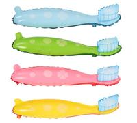 BAZEITFLOW 4pcs Giant Toothbrush Balloons Set Bright Colors Oversized Party Prop Supplies Fun Decoration for Birthday School Events Themed Celebrations