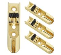 BAZEITFLOW 4pcs Gold Headless Bass Guitar Fixed Bridge Kit with Metal Saddles Easy-install Replacement Parts for Electric Bass Repair Enhanced Playability and Sound Compatible with Various