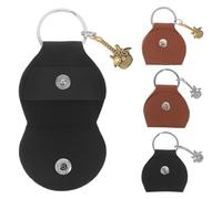 BAZEITFLOW 4pcs Guitar Pick Holder PU Case with Wing Keychain Portable Plectrum Storage Bag for Guitarists PU Material Instant Pick Access Artistic Black and Brown Gold and Silver Designs