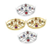 BAZEITFLOW 4pcs Halloween Crown Headbands for Adults and Elegant Prince Princess Cosplay Accessories with Glossy Finish Intricate Design for Party Performance and Birthday Celebration