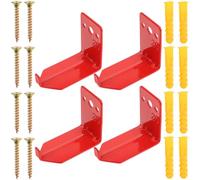 BAZEITFLOW 4pcs Heavy Duty Fire Extinguisher Wall Hooks with Metal Brackets for Secure Mounting Includes Screws and Anchors Red Stylish Design Suitable for Home and Office Safety