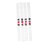 BAZEITFLOW 4pcs Japanese Samurai Headbands with Motivational Prints Reusable Hachimaki for Karate Cooking Sports and Team Events Traditional Design for Group Spirit and Costume Accessory