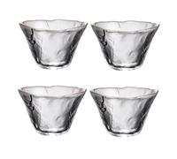 BAZEITFLOW 4pcs Japanese Style Heat Resistant Glass Sake Cups with Gold Rim Thickened Tea Cups for Home Party Wedding Gift Hand Fired Design for Entertaining