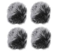 BAZEITFLOW 4Pcs Mic Furry Cover Durable Microphone Protective Windscreen for Recording Stage Use Reduces Wind Noise Saliva Safe Artificial Material Grey Black