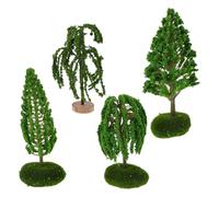 BAZEITFLOW 4Pcs Miniature Model Trees for Diorama and Architectural Scenery, Plastic Mixed Mini Landscape Trees Set for Crafting Train Layouts and Terrain Building