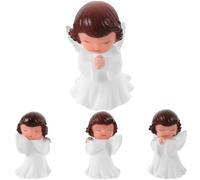 BAZEITFLOW 4pcs Praying Angel Figurines Wings Angel Cake Dolls and Fairy Cake Decorations Kawaii Christmas Ornaments for Bedroom Shelf and Desk Decor Random Style