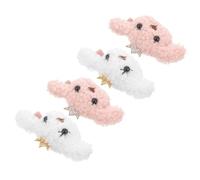 BAZEITFLOW 4pcs Puppy-shaped Cloth Hair Clips for Small Dogs Snap Pet Hair Accessories Secure Hold Lightweight and Stylish White Pink for Grooming and Daily Use