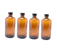 BAZEITFLOW 4pcs Round Brown Glass Bottles Refillable Water Filter Plant Spray Drink Bottle