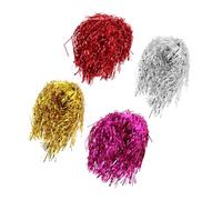 BAZEITFLOW 4pcs Short Fashionable Cosplay Hair Wigs Unisex Shiny Party Wigs with Red Purple Gold Silver for Fancy Dress and Halloween