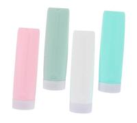 BAZEITFLOW 4pcs Silicone Dispensing Bottle Empty Bottles Reusable for Travel Shampoo Liquid Dispensers for Toiletries The Go