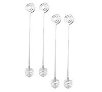 BAZEITFLOW 4pcs Stainless Steel Honey Dipper Sticks Food Grade Drink Mixing Stirrer for Milk Tea Jam Honey Pot Kitchen Use Gift